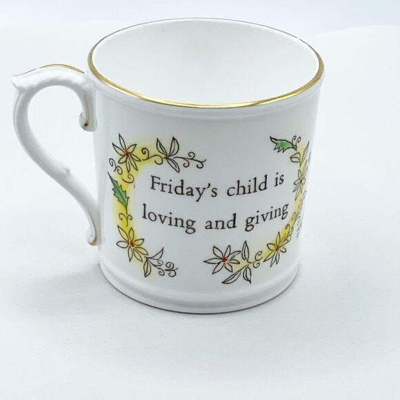 Royal Worcester Friday's Child Boy Bone China Hand Painted Cup Mug 3.25" Tall - Picture 1 of 8